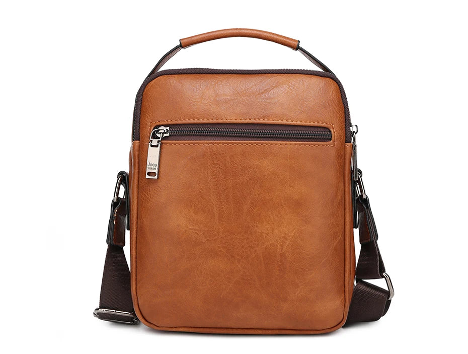 JEEP BULUO Men's Leather Messenger Bag – Large Capacity Crossbody Business Bag