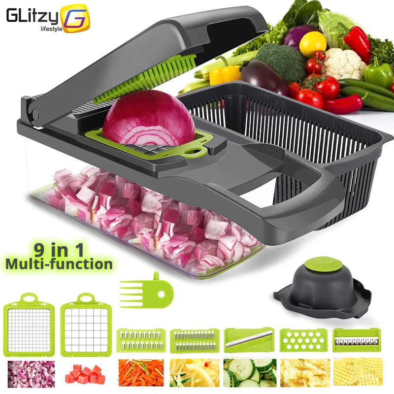 Multifunctional Vegetable Chopper & Grater – Manual Slicer for Fruits, Potatoes, Cheese & Onions