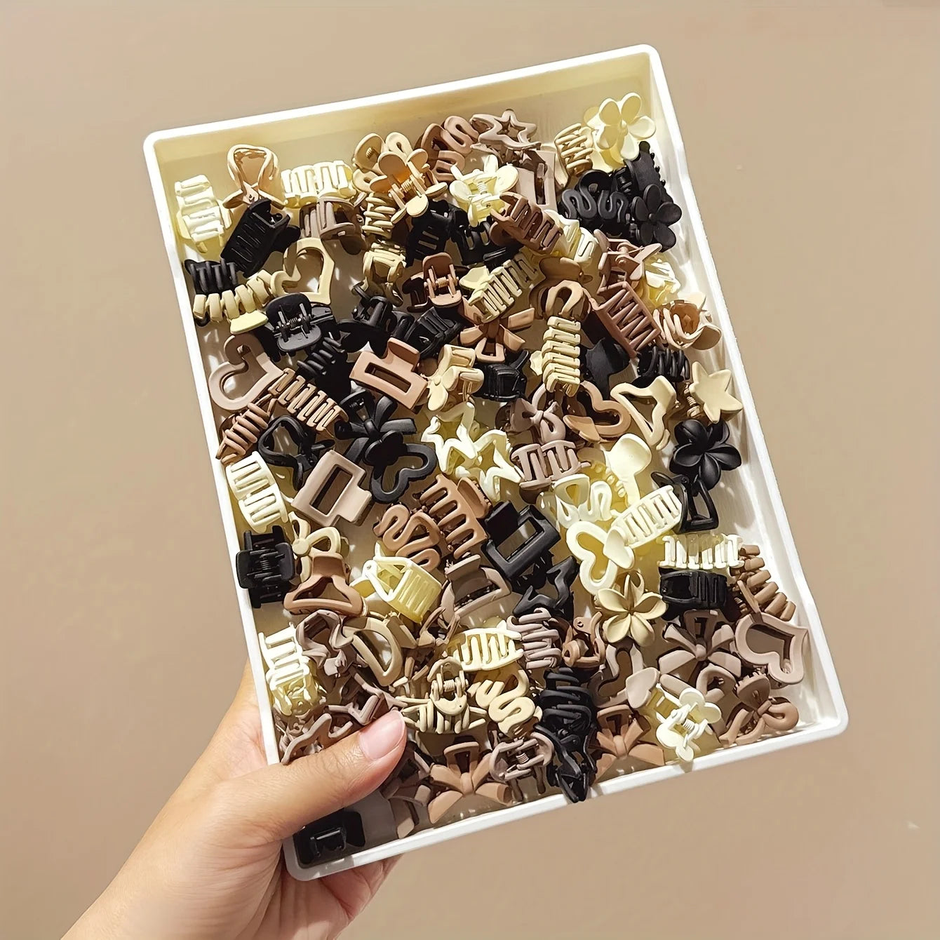 Beige Hair Clip Set Cute Small Clips for Girls, Daily Wear & Gifts