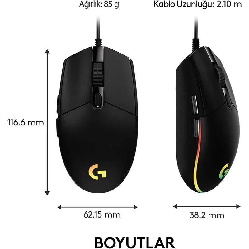 Logitech G102 Wired Gaming Mouse – 8000 DPI RGB Optical for PC & Laptop