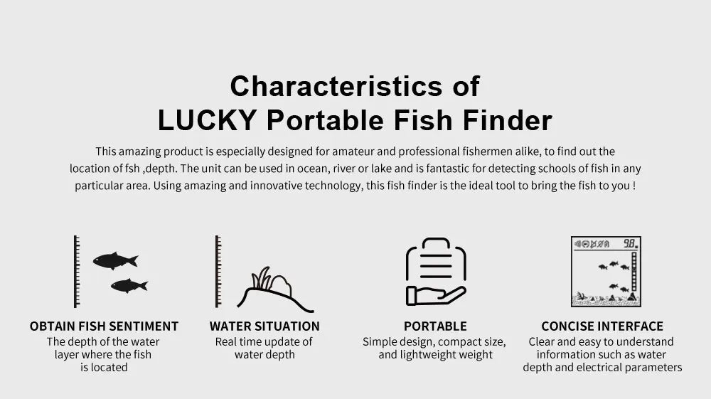 Portable Sonar Fish Finder 100M with Alarm & 45° Coverage – Echo Sounder for Lake & Sea Fishing