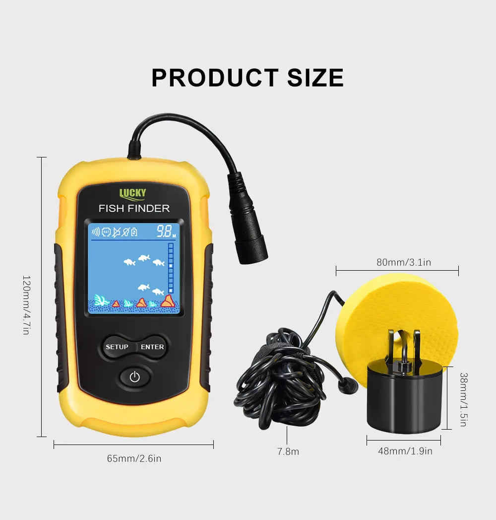 Portable Sonar Fish Finder 100M with Alarm & 45° Coverage – Echo Sounder for Lake & Sea Fishing