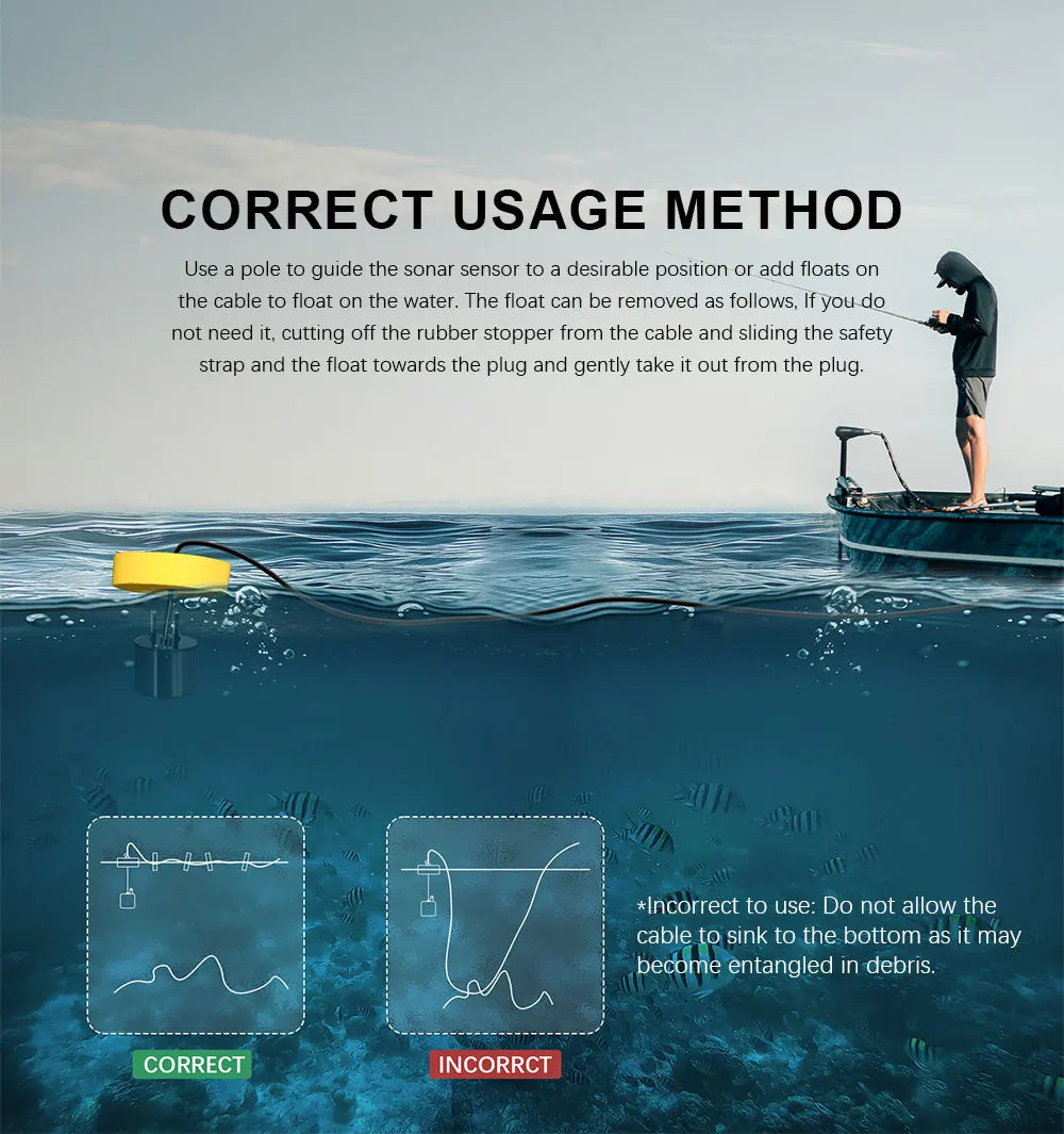 Portable Sonar Fish Finder 100M with Alarm & 45° Coverage – Echo Sounder for Lake & Sea Fishing