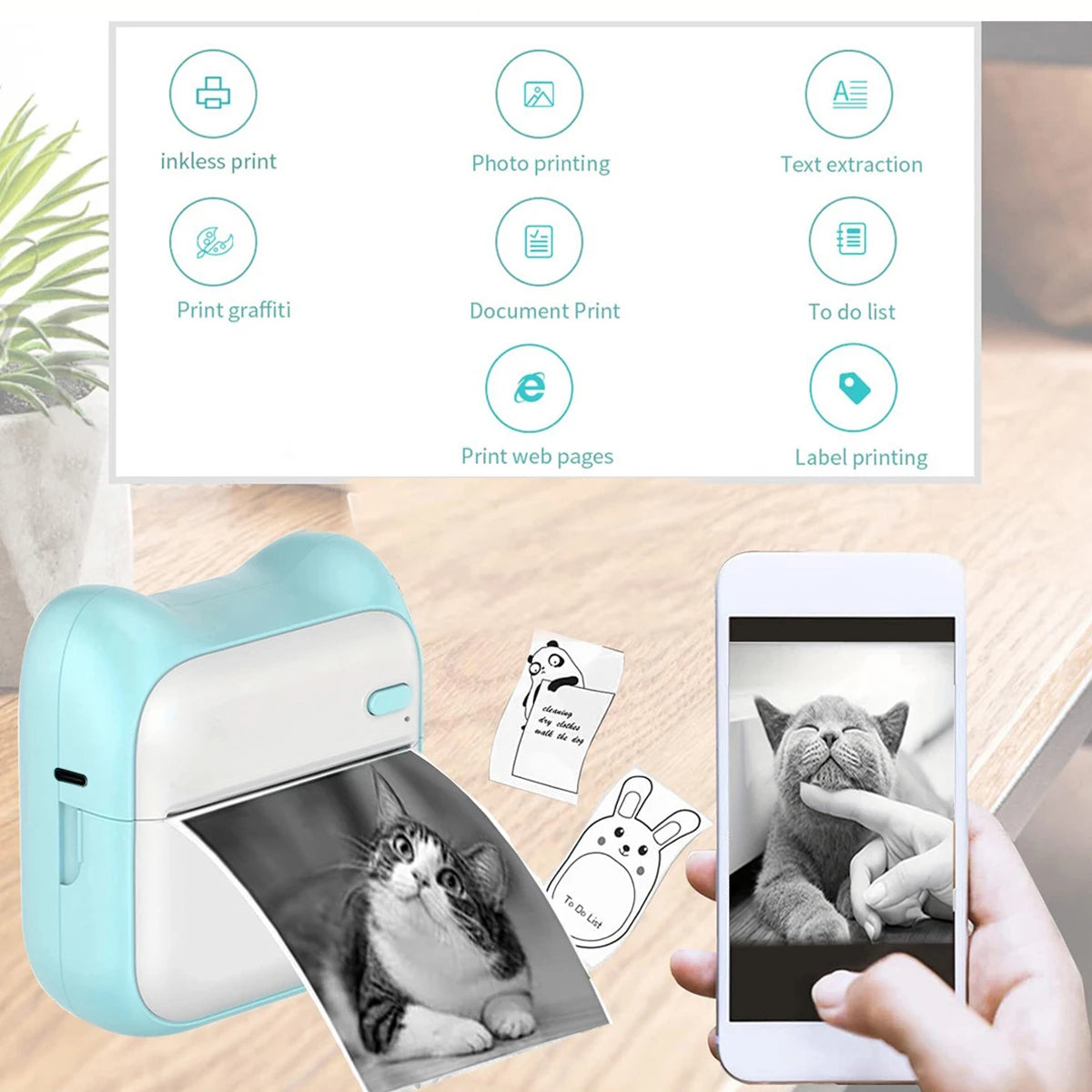 Mini Portable Thermal Printer – Inkless Pocket Photo & Note Printer