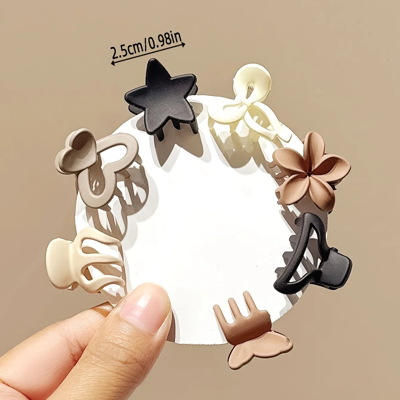 Beige Hair Clip Set Cute Small Clips for Girls, Daily Wear & Gifts