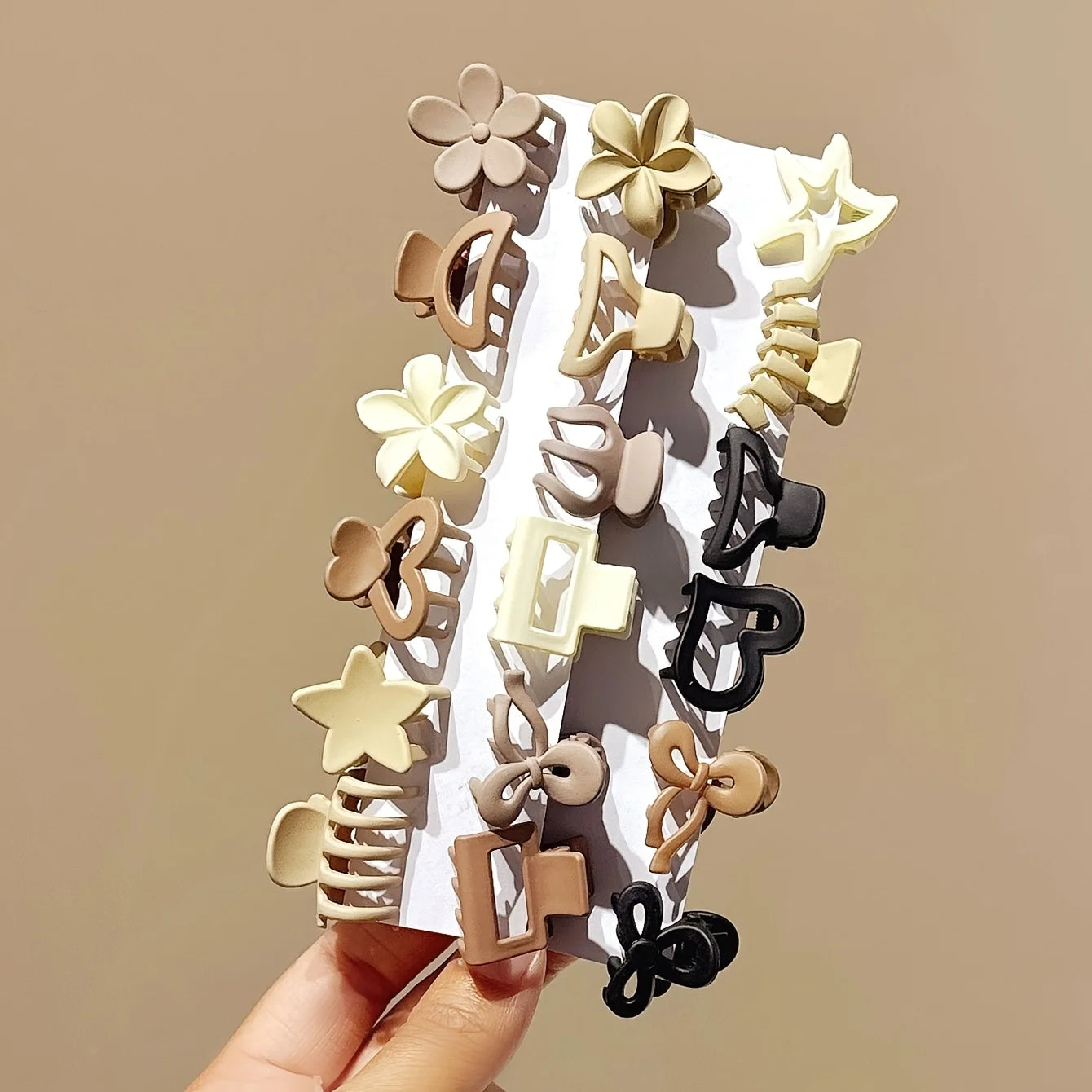 Beige Hair Clip Set Cute Small Clips for Girls, Daily Wear & Gifts
