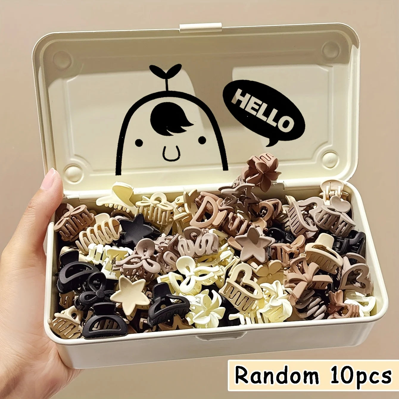 Beige Hair Clip Set Cute Small Clips for Girls, Daily Wear & Gifts