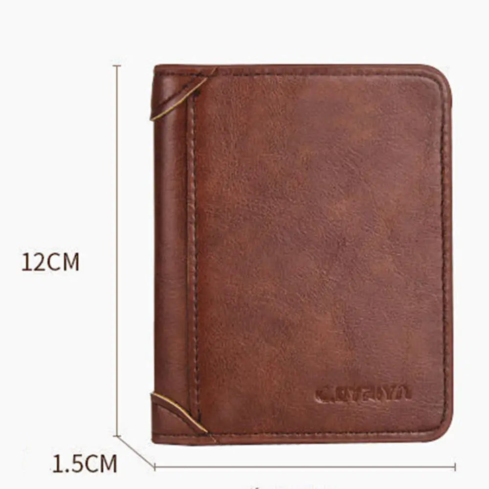 Men’s Slim RFID PU Leather Wallet – Minimalist Vertical Card Holder