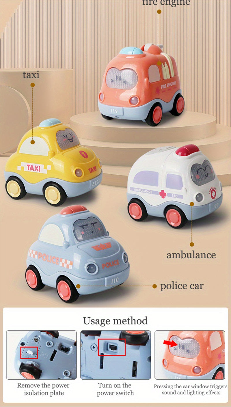 Pull Back Vehicle Toy for Toddlers – Cars with Lights & Sound
