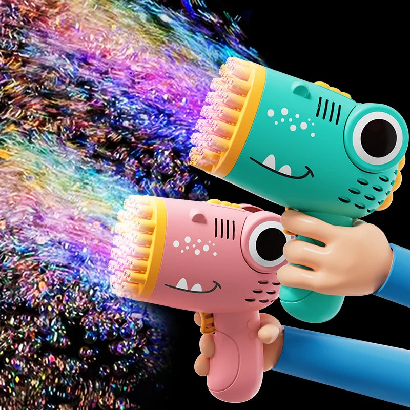 Electric Dinosaur Bubble Gun – 40-Hole Handheld Bubble Blower Toy