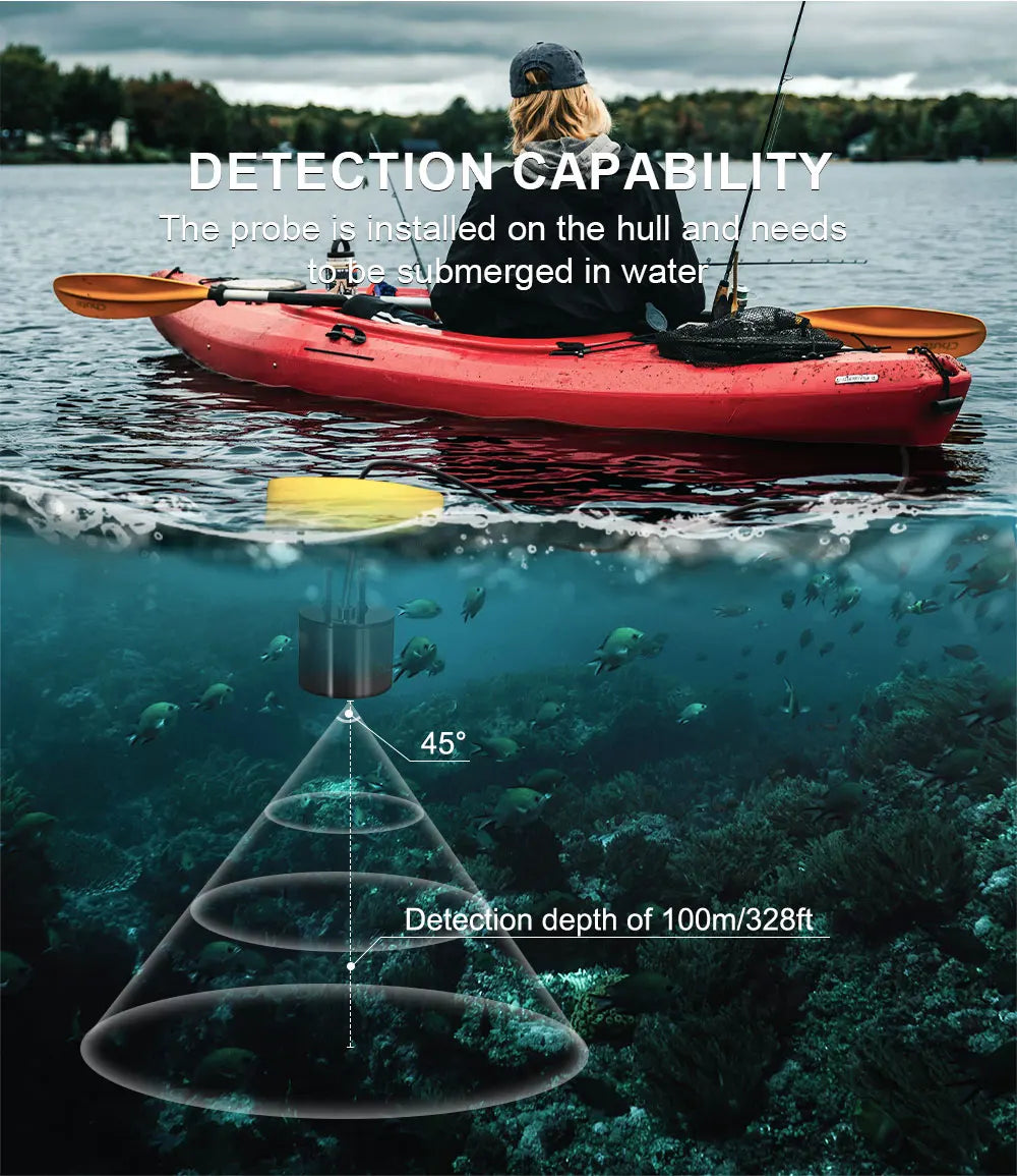 Portable Sonar Fish Finder 100M with Alarm & 45° Coverage – Echo Sounder for Lake & Sea Fishing
