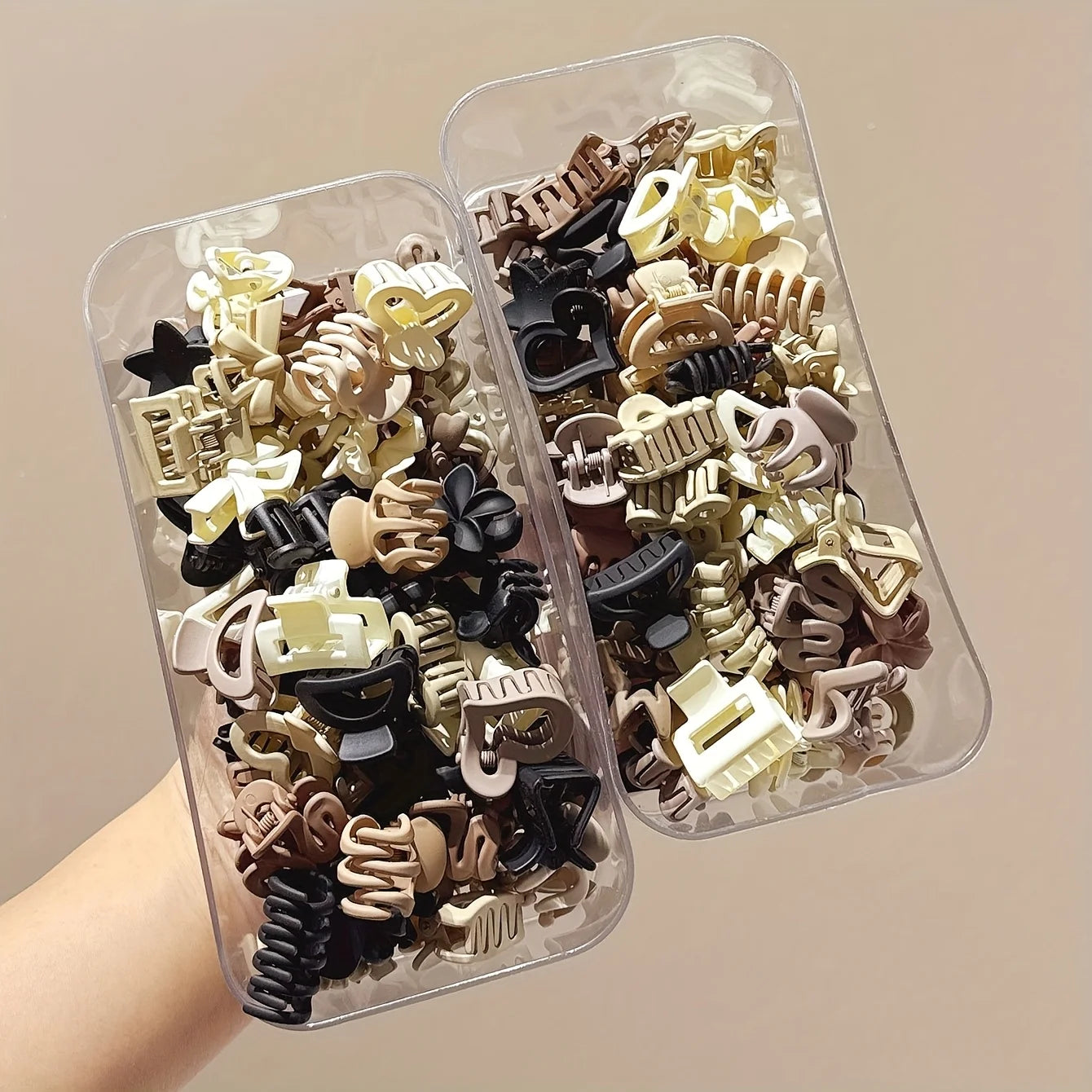 Beige Hair Clip Set Cute Small Clips for Girls, Daily Wear & Gifts
