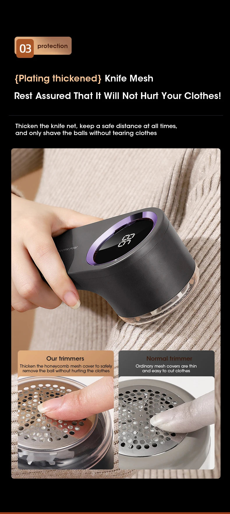 LED Fabric Shaver – USB Rechargeable Lint & Fuzz Remover for Clothes