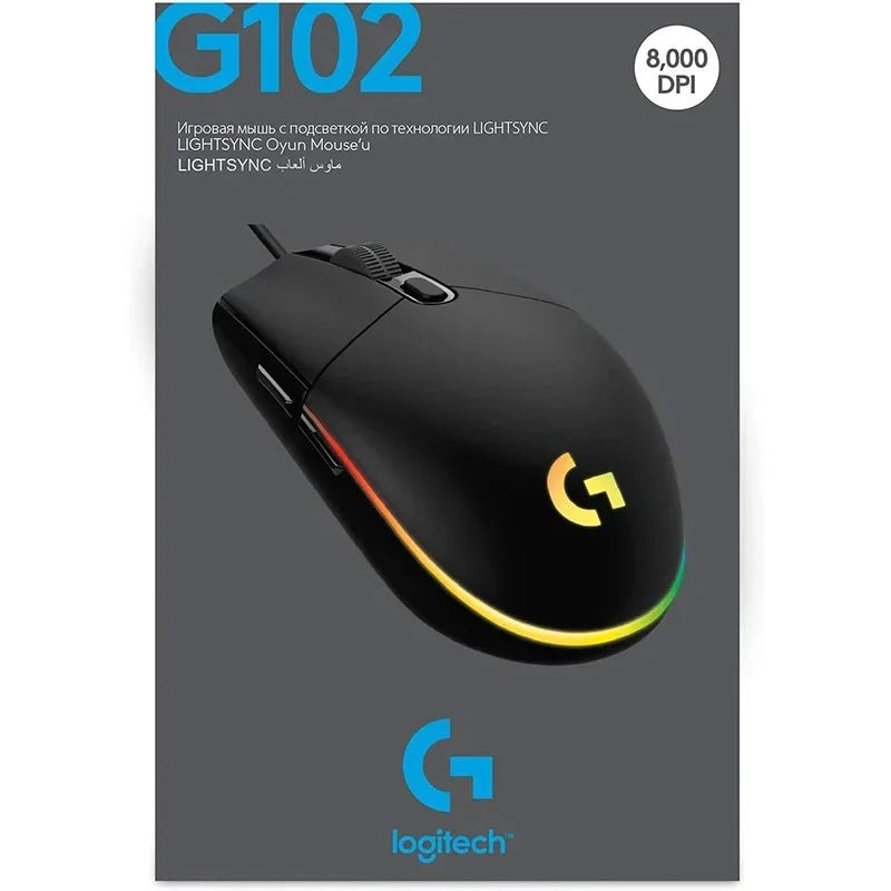Logitech G102 Wired Gaming Mouse – 8000 DPI RGB Optical for PC & Laptop