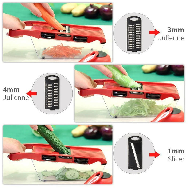 Multifunctional Vegetable Chopper & Grater – Manual Slicer for Fruits, Potatoes, Cheese & Onions