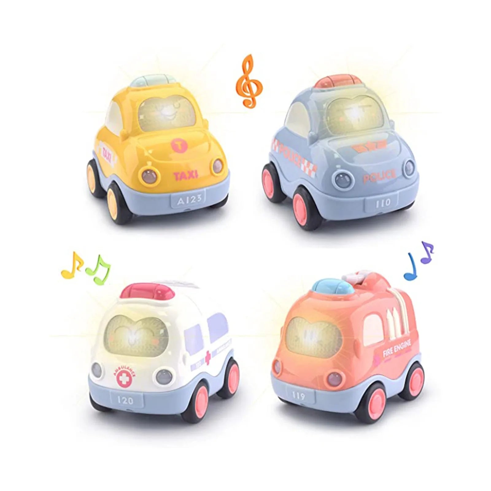 Pull Back Vehicle Toy for Toddlers – Cars with Lights & Sound