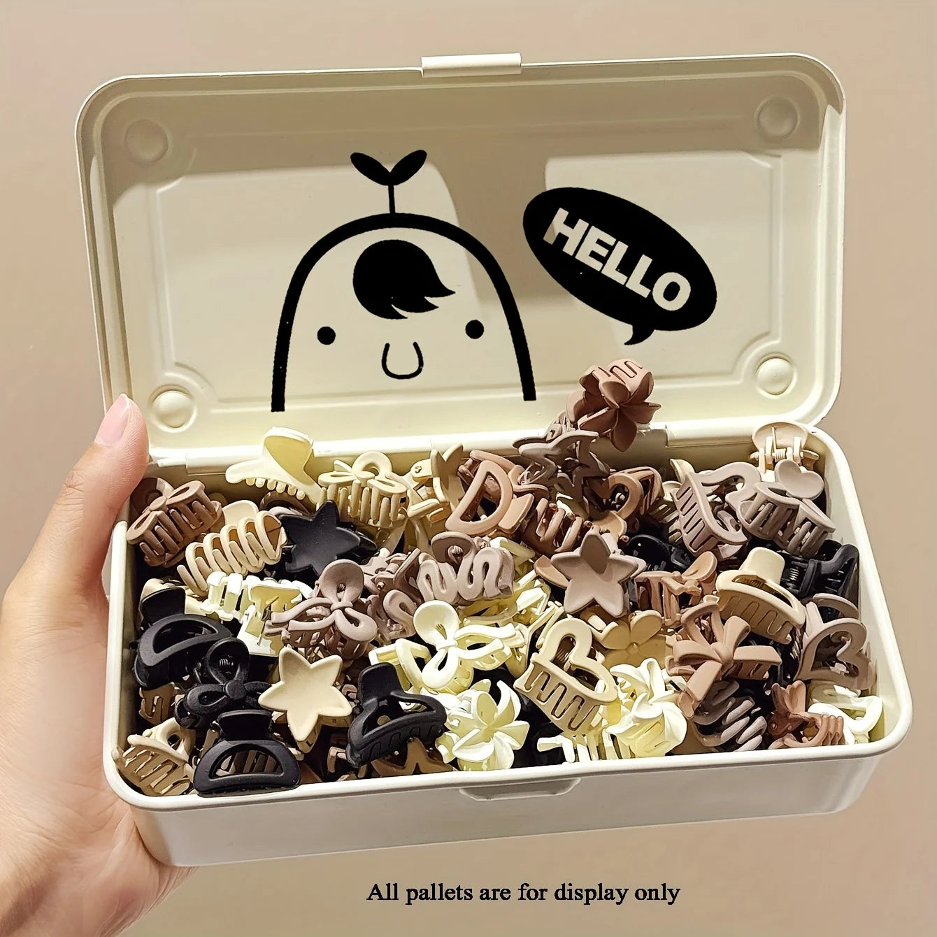Beige Hair Clip Set Cute Small Clips for Girls, Daily Wear & Gifts