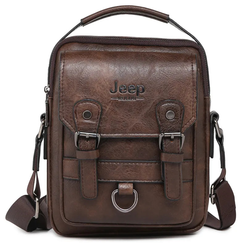 JEEP BULUO Men's Leather Messenger Bag – Large Capacity Crossbody Business Bag