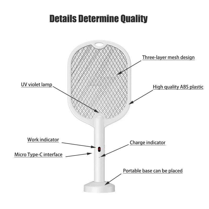 3-in-1 Electric Mosquito Swatter & Killer Lamp Rechargable