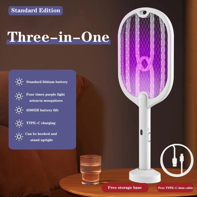 3-in-1 Electric Mosquito Swatter & Killer Lamp Rechargable