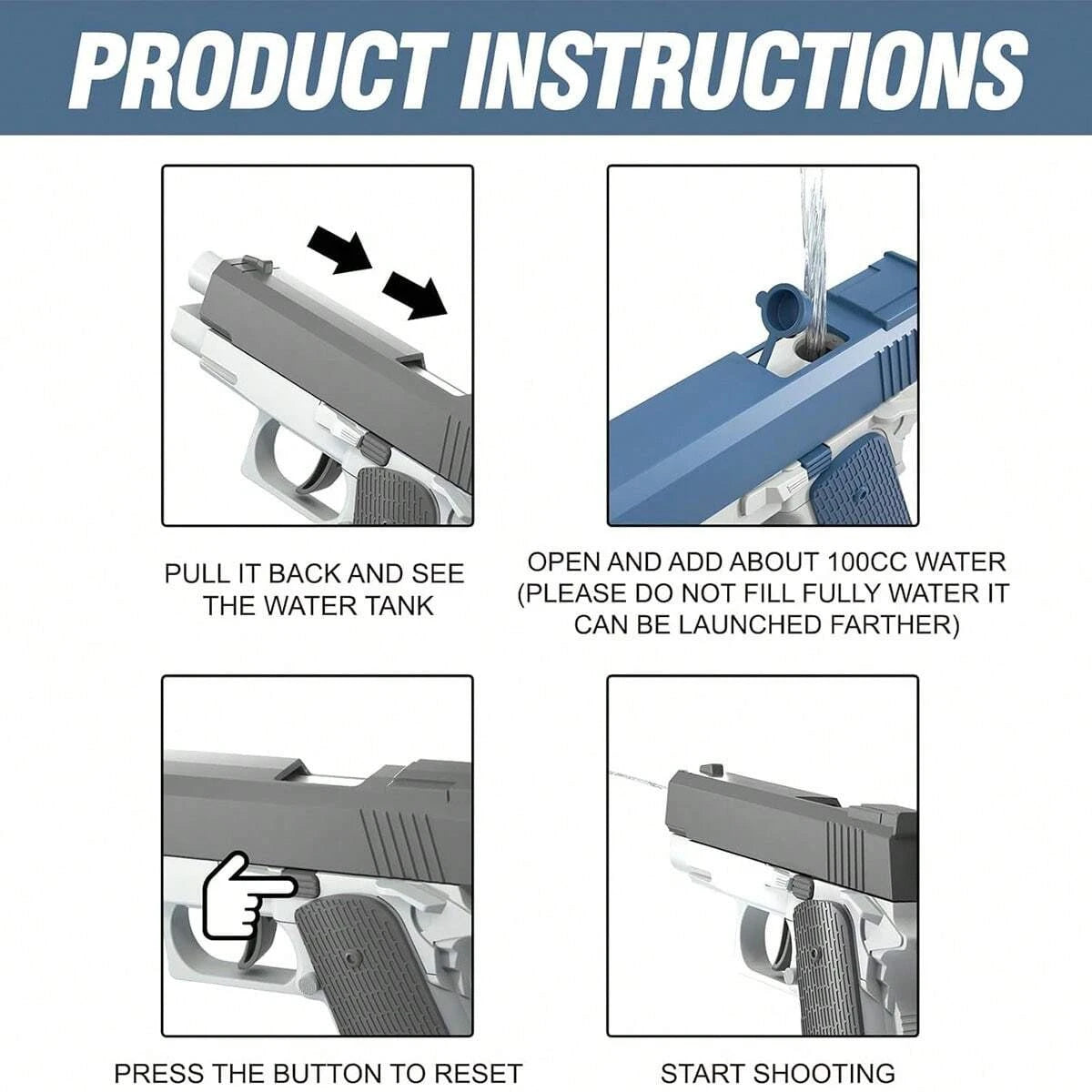 M1911 Water Blaster Toy Gun – Squirt Pistol for Kids & Adults