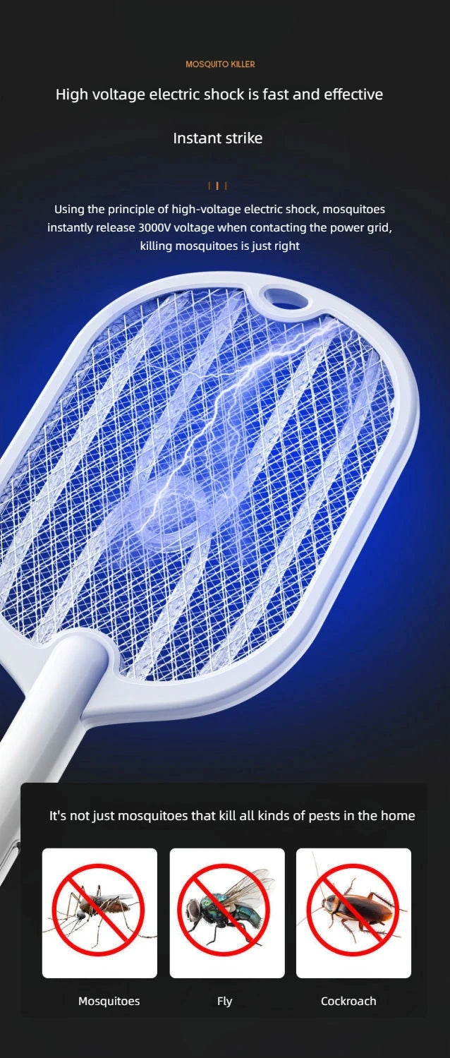 3-in-1 Electric Mosquito Swatter & Killer Lamp Rechargable