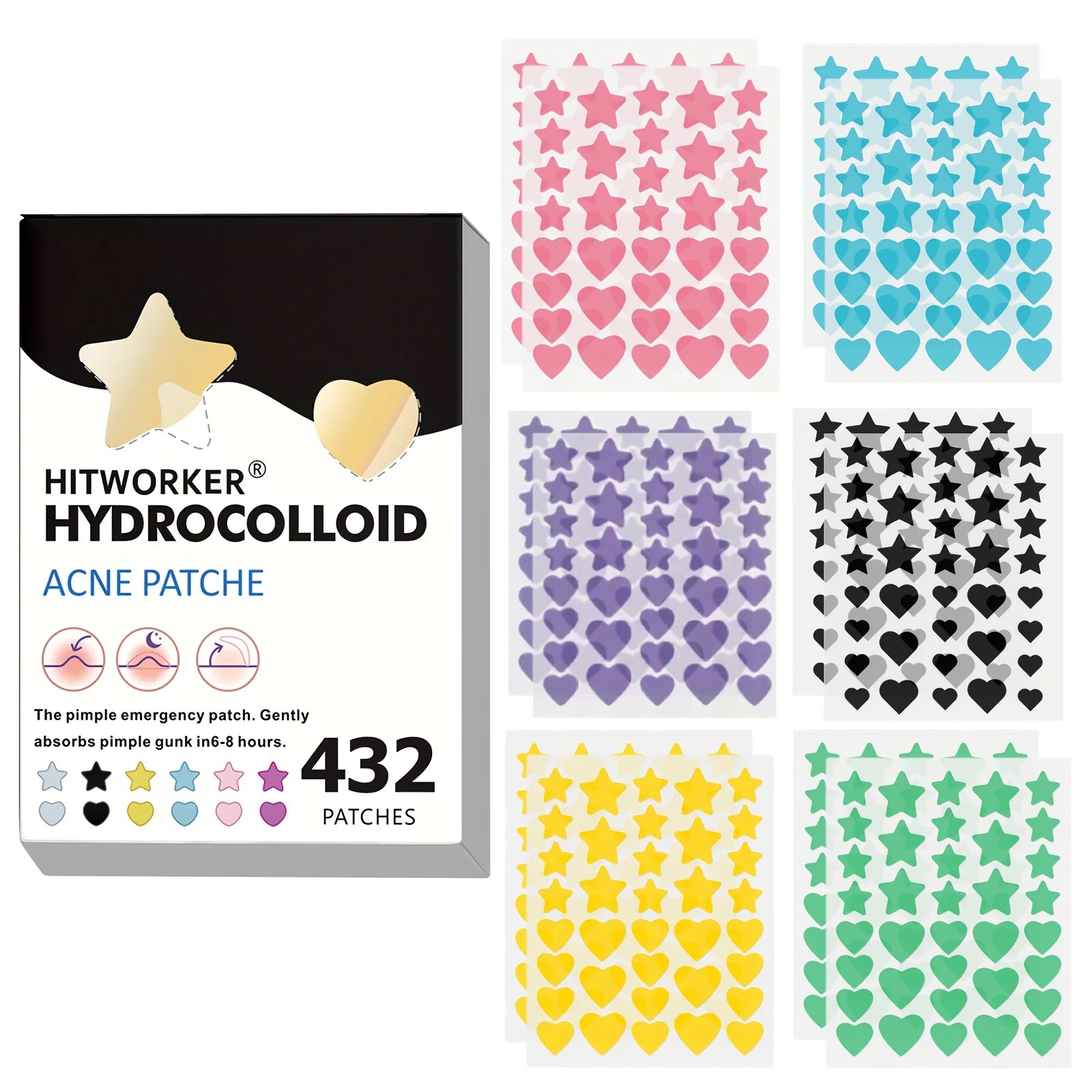 432 Colorful Star Pimple Patches – Cute Invisible Acne Cover Stickers