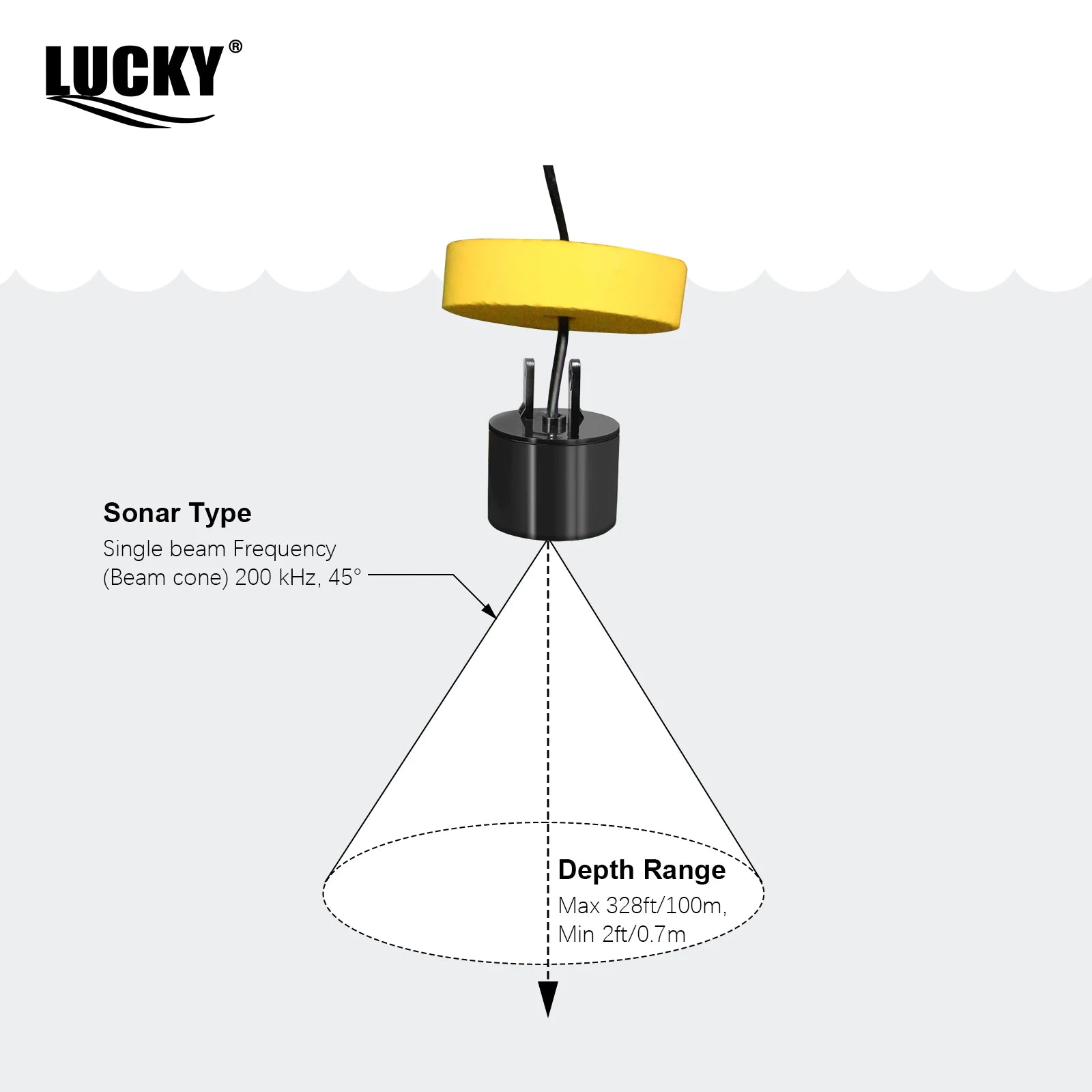 Portable Sonar Fish Finder 100M with Alarm & 45° Coverage – Echo Sounder for Lake & Sea Fishing