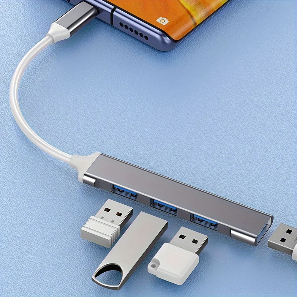 4-Port USB-C Hub 3.0 Adapter OTG for MacBook, Xiaomi, Lenovo & PCs