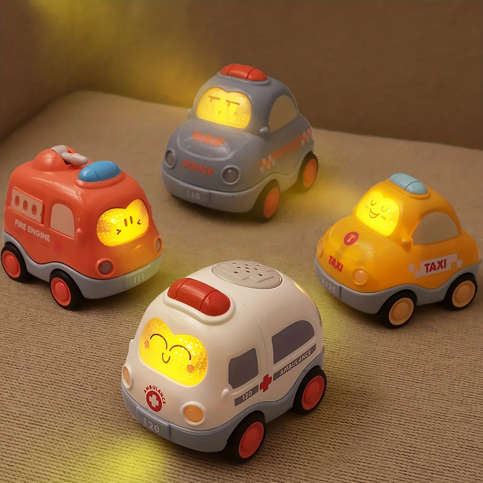 Pull Back Vehicle Toy for Toddlers – Cars with Lights & Sound