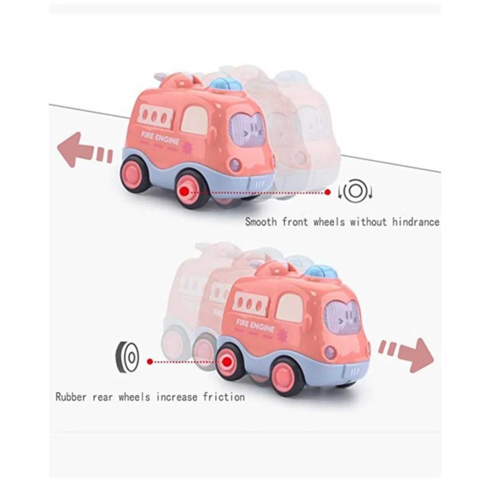 Pull Back Vehicle Toy for Toddlers – Cars with Lights & Sound