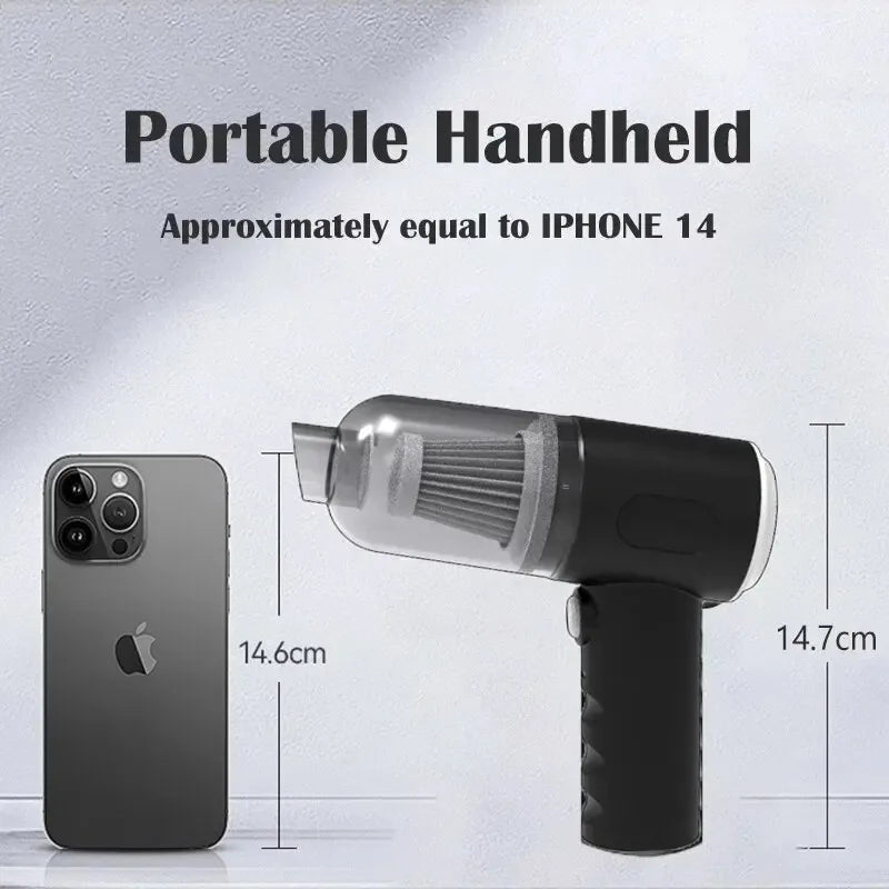 9000Pa Wireless Mini Car Vacuum Cleaner – USB Rechargeable
