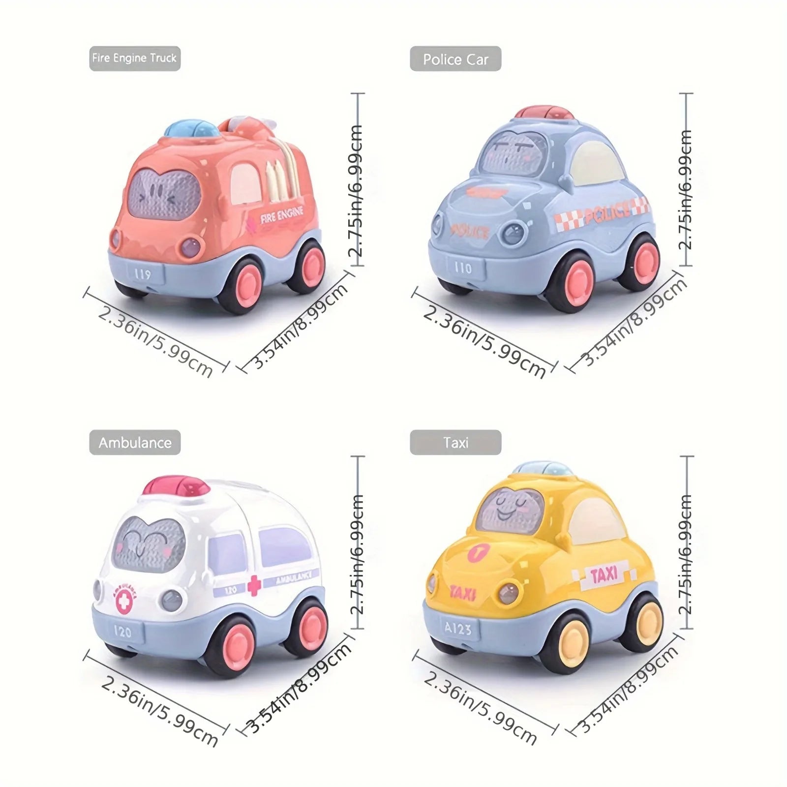 Pull Back Vehicle Toy for Toddlers – Cars with Lights & Sound