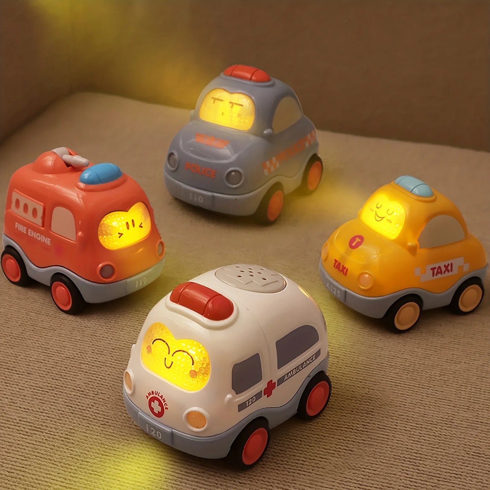Pull Back Vehicle Toy for Toddlers – Cars with Lights & Sound